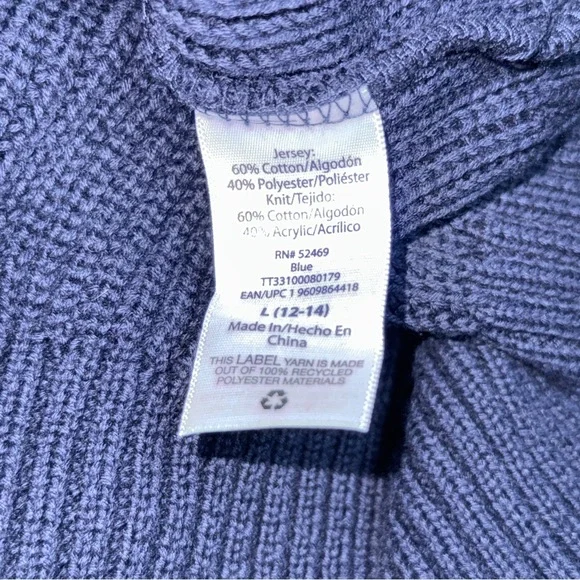 Navy Blue Knit Flowy Sweater with Hood - Picture 5 of 5